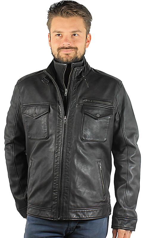 Salvador Black Lines Blouson Cuir Homme