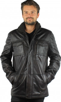 Sabir Black Lines Veste Cuir Homme