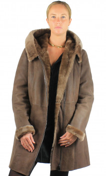 manteau femme imitation peau de mouton avec capuche