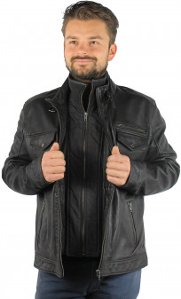 Salvador Black Lines Blouson Cuir Homme