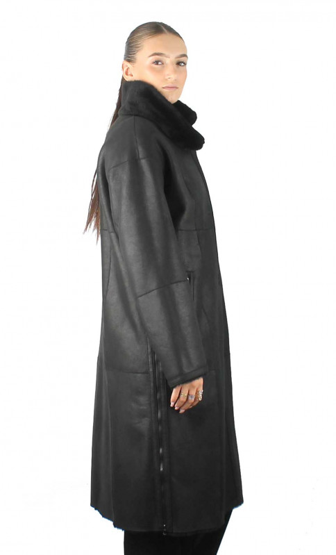 Manteau peau lainée femme pas cher sale