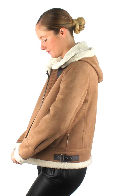 Veste en cuir retourné fashion femme