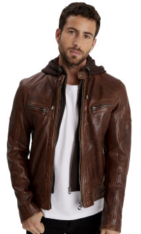 Bishop Blouson Cuir Capuche Daytona