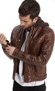 Bishop Blouson Cuir Capuche Daytona