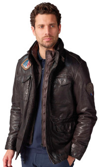 Battle Dity Veste Cuir Homme Aviateur Patrouille De France