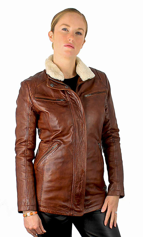 Galiana Veste Cuir Femme Black Lines