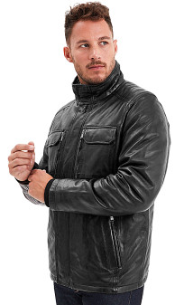 Crowell Noir Blouson Cuir Homme Daytona