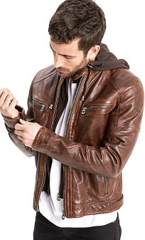 Bishop Blouson Cuir Capuche Daytona