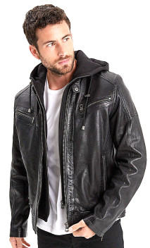 Bishop Blouson Cuir Capuche Daytona