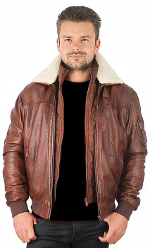 Pilote Blouson Cuir Homme Aviateur Black Lines